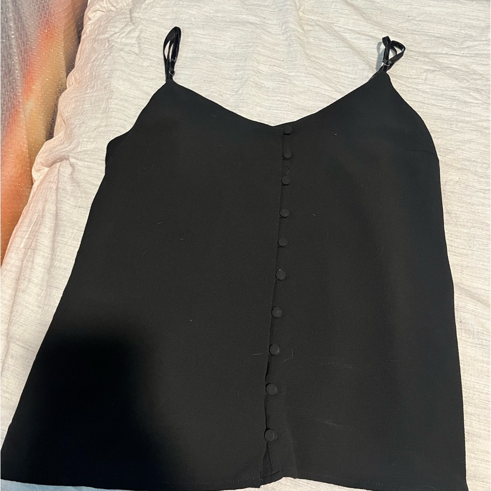 Bb Dakota Black Spaghetti Strap Button-Front Cami… - image 1